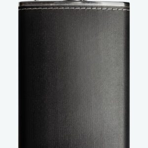 Black leather wallet with white stitching on top.
