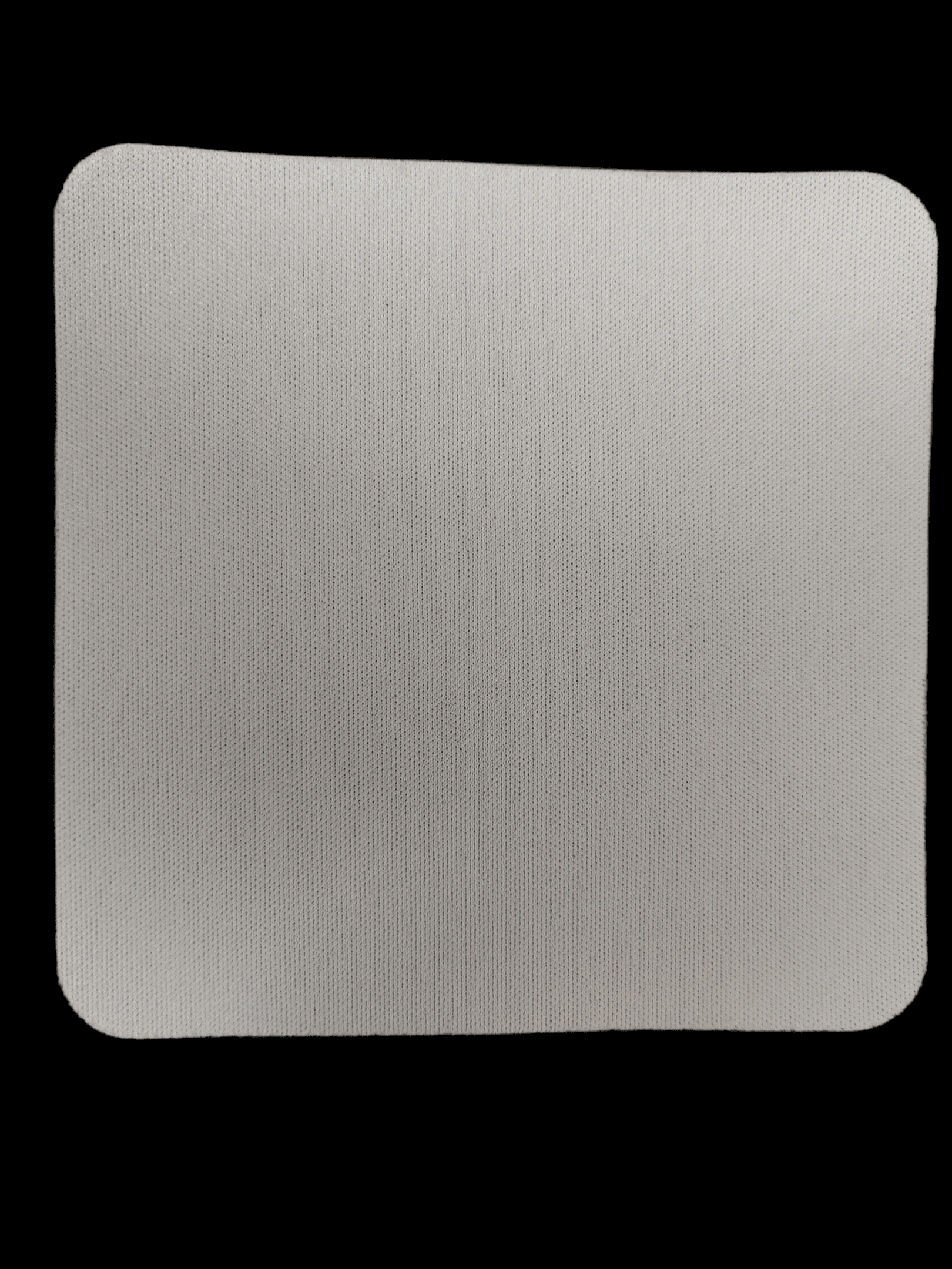 A plain metallic square plate with rounded corners and a brushed texture.