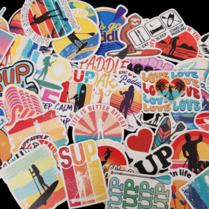 A colorful collection of various stickers with diverse designs and messages.
