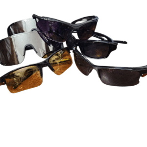 A collection of various sunglasses with different lens colors and styles.