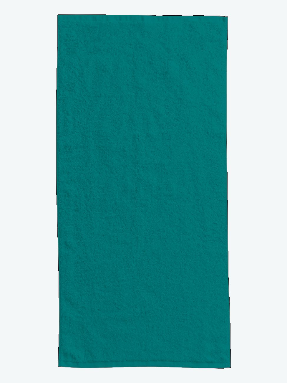 A teal-colored rectangular fabric piece with a plain texture.