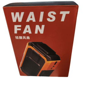 Waist fan packaging showing product image and bold text.