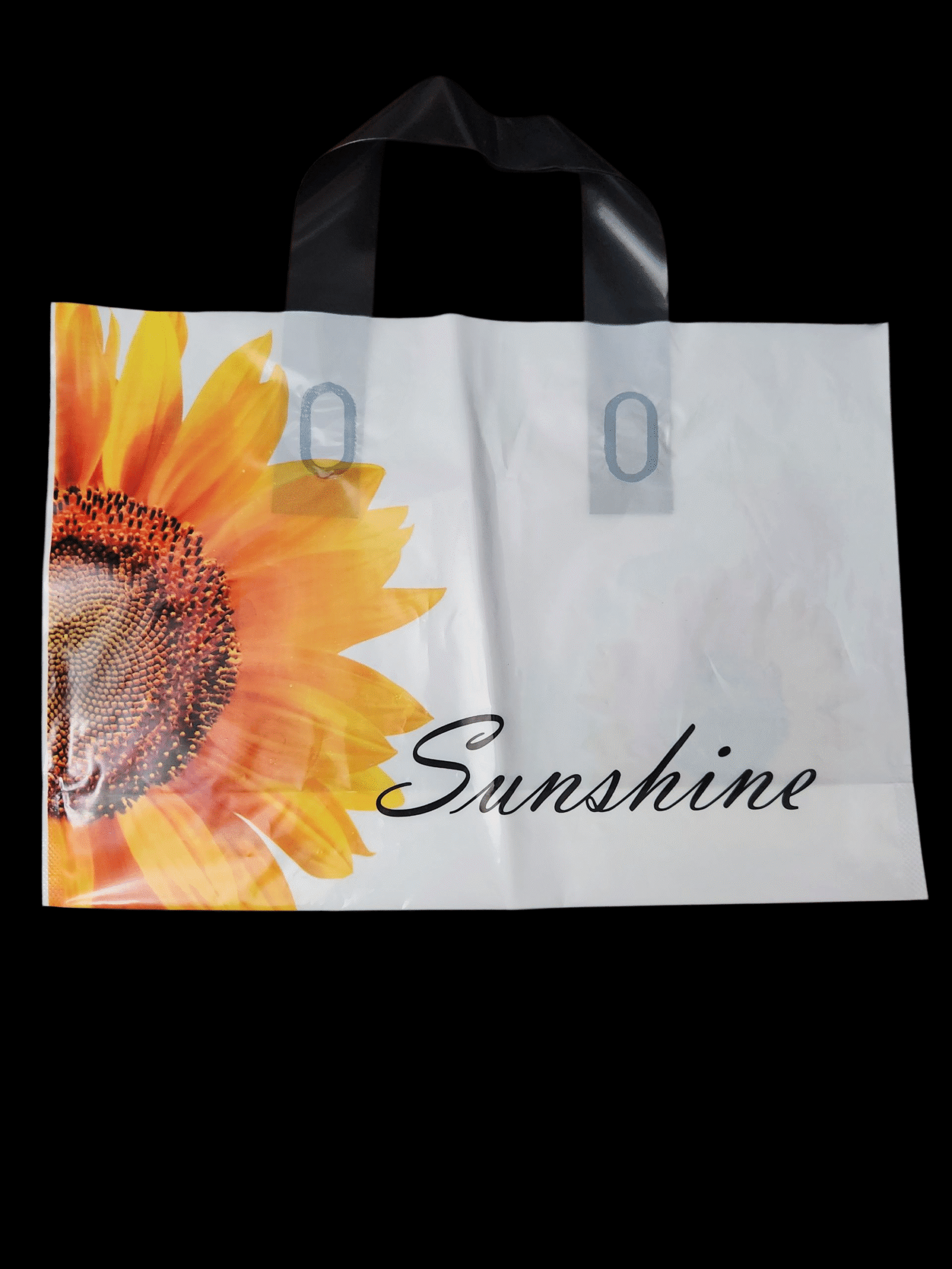 A tote bag featuring a sunflower and the word 'Sunshine'.