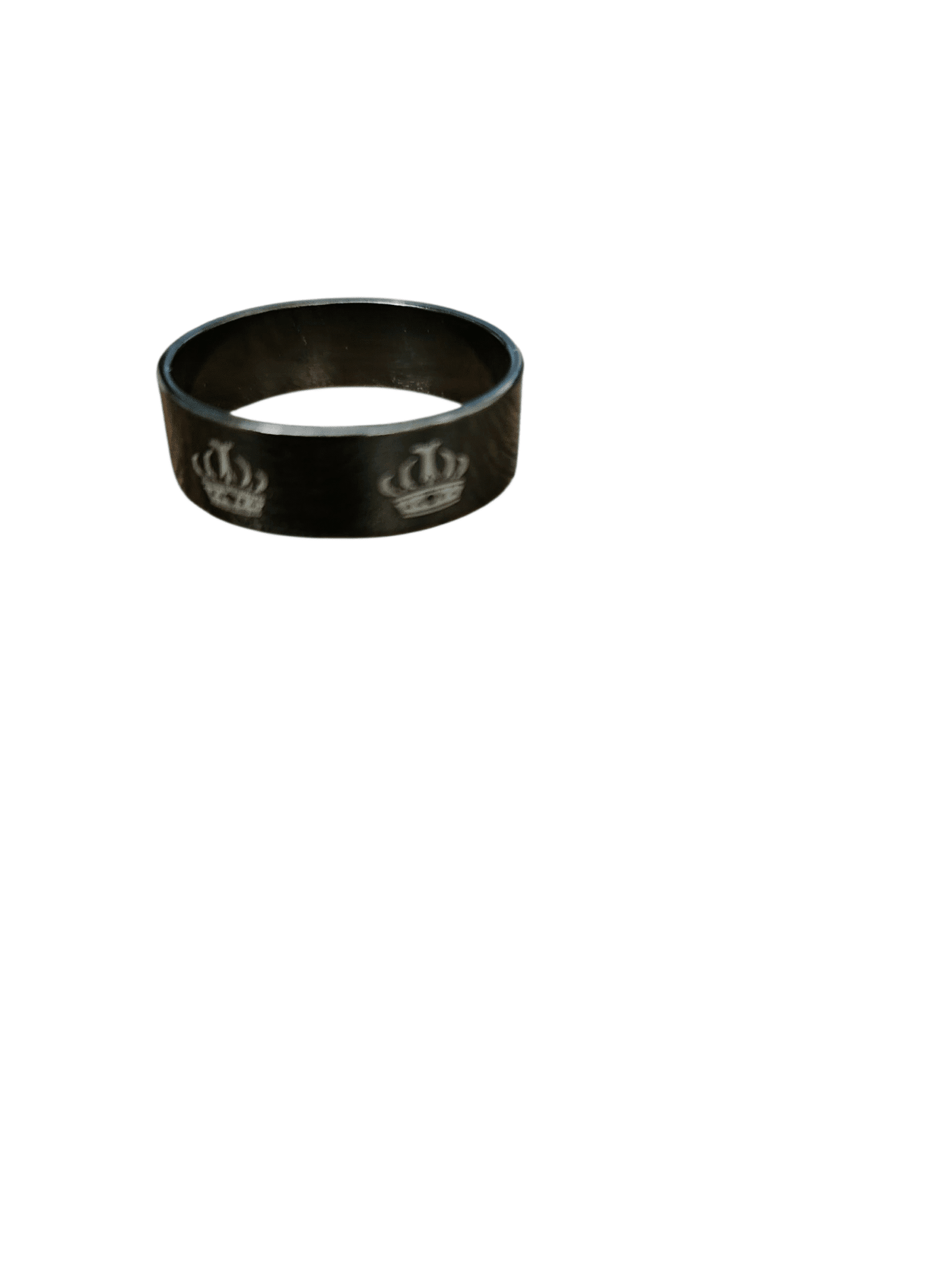 Black silicone wristband with white text and symbols.