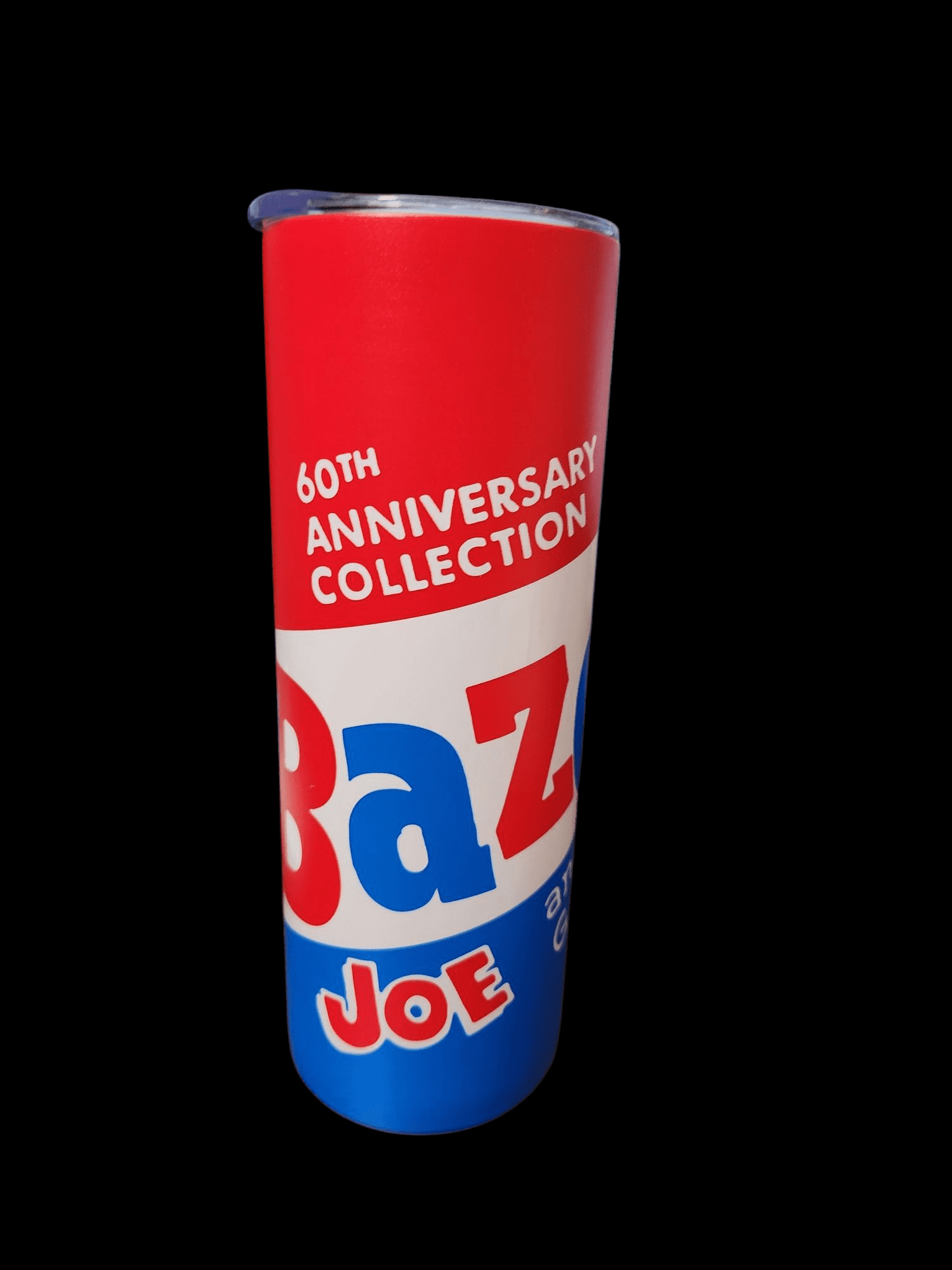Colorful cylindrical container for Bazooka Joe 60th Anniversary Collection.