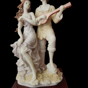 Porcelain figurine of a man playing guitar and a woman dancing.