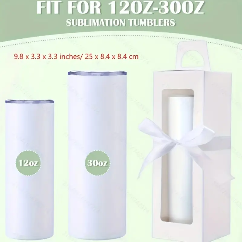 White cylindrical gift box with a ribbon, fits 12oz to 30oz bottles.