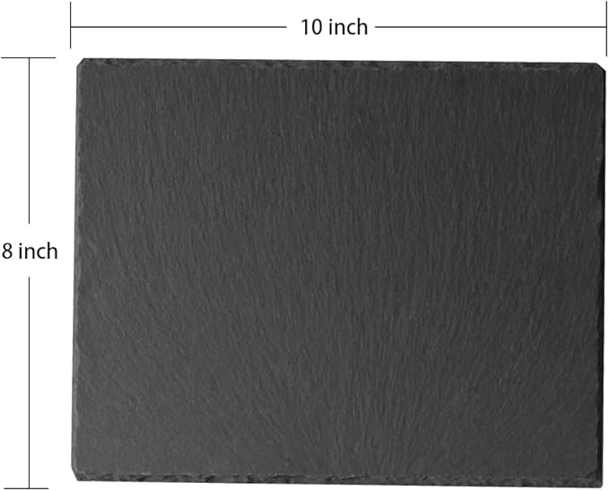 A 10-inch wide black rectangular slate or board with a textured surface.