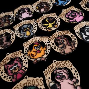 Colorful, edgy patches with humorous and bold sayings.