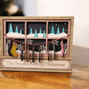 Sign 3D Family Christmas Window with Personalized Stockings