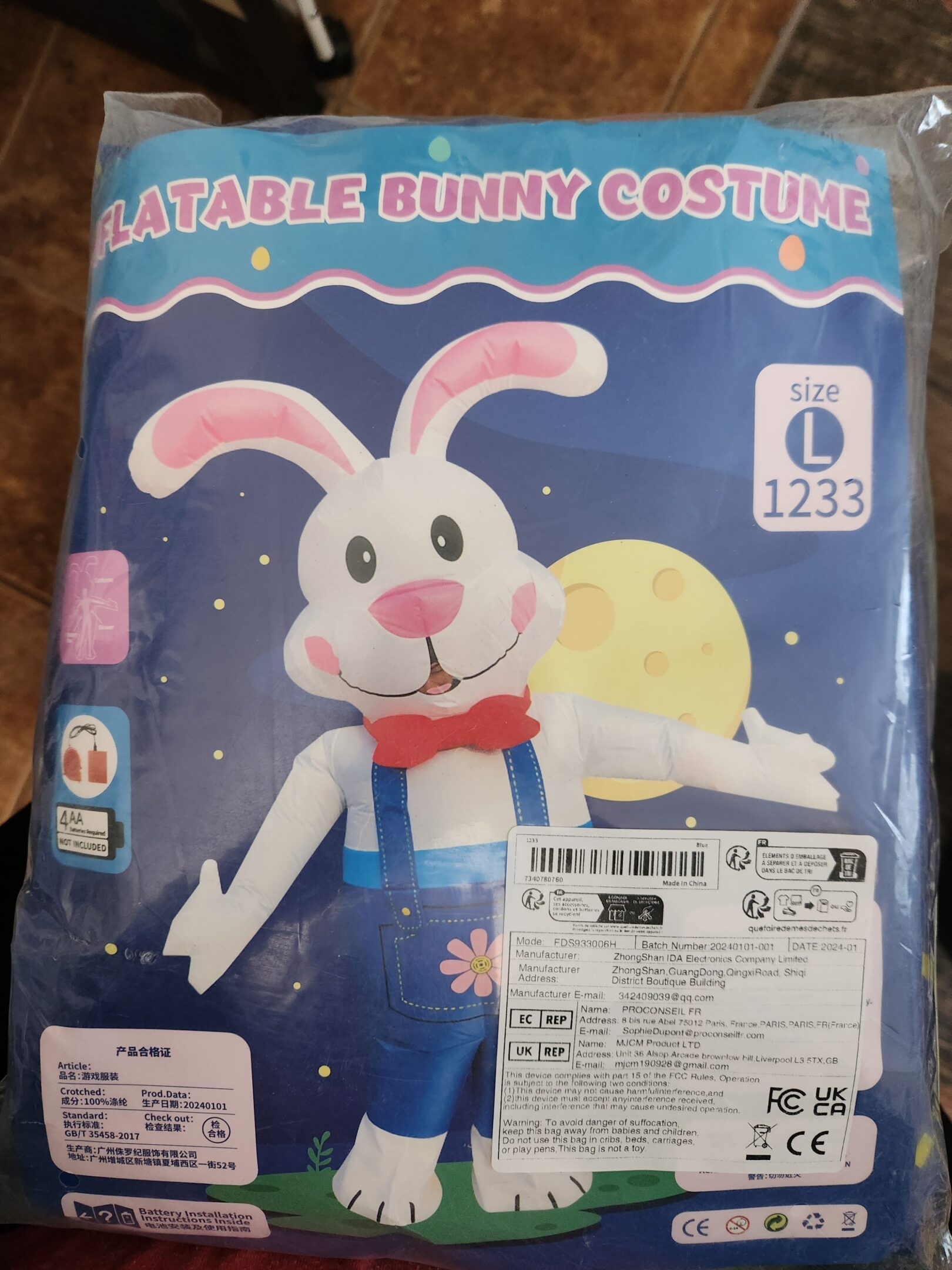 Easter Bunny Costume Inflatable