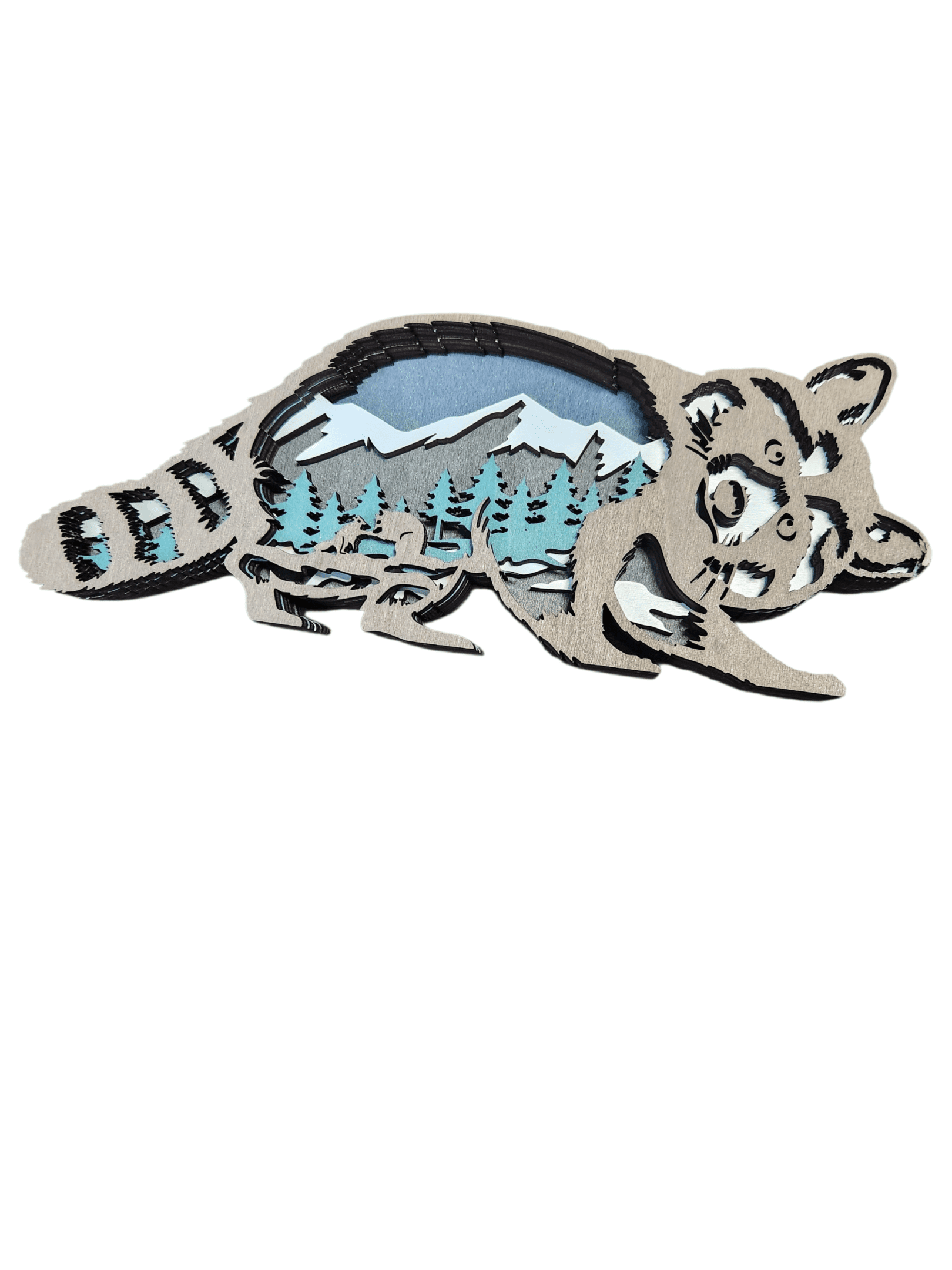 Sign Wood Racoon Layered